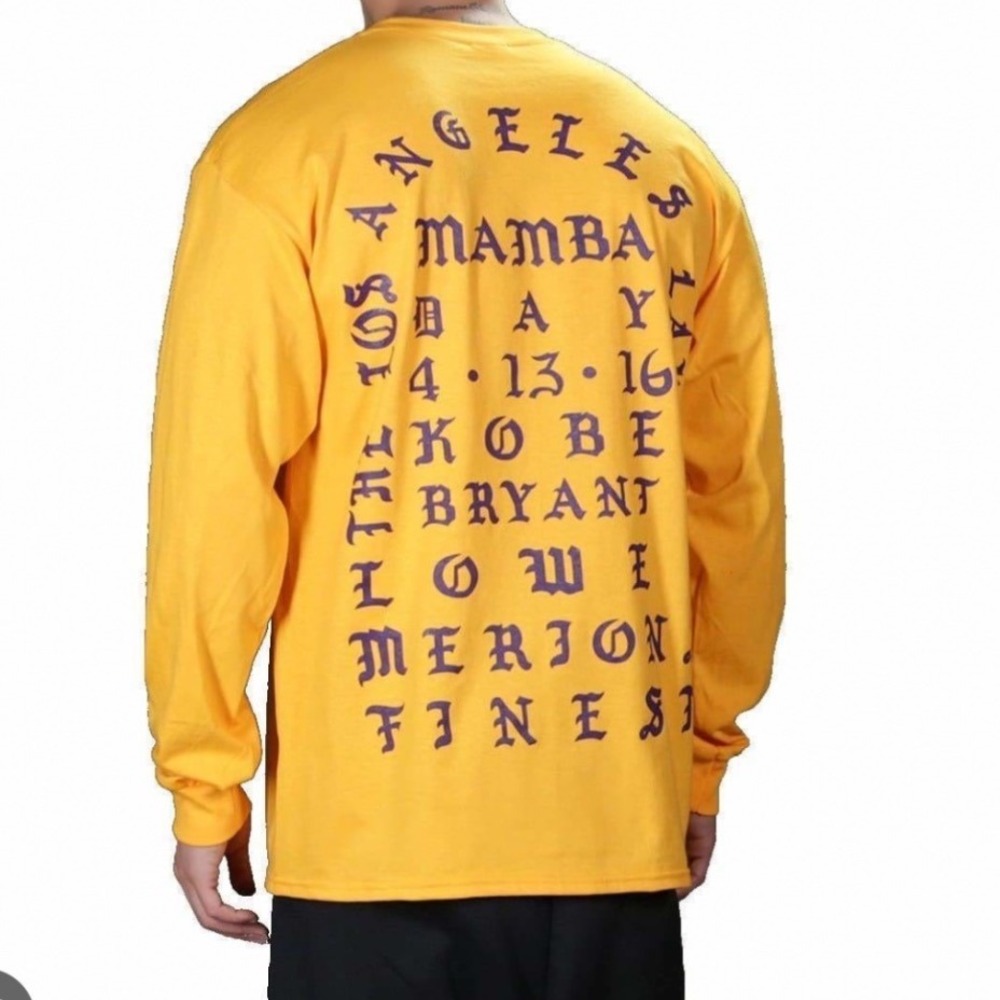 Lay Low I Feel Like Kobe Mamba Day Long Sleeve Shirt Yellow Purple 2XL